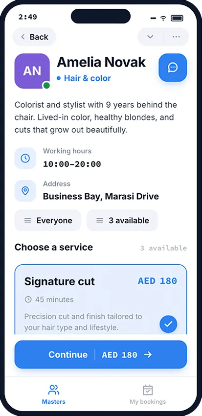 Public booking page