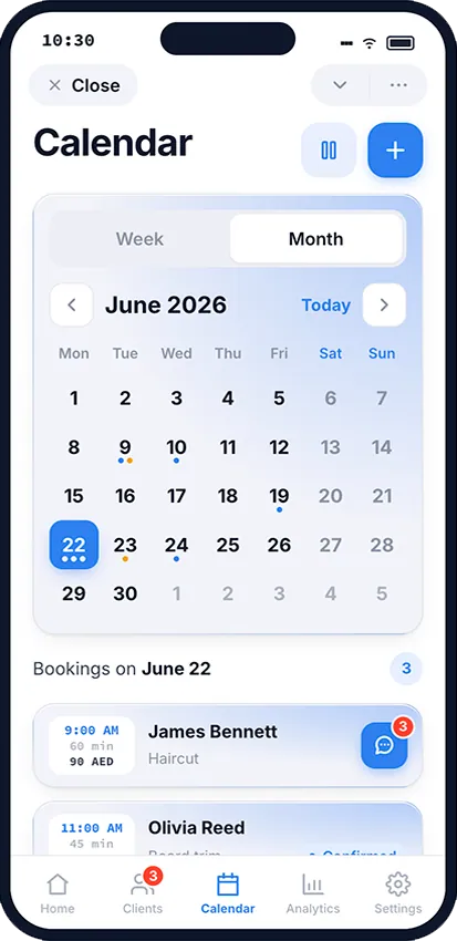Booking calendar